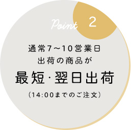 通常7～10営業日出荷の商品が最短・翌日出荷(14:00までのご注文)