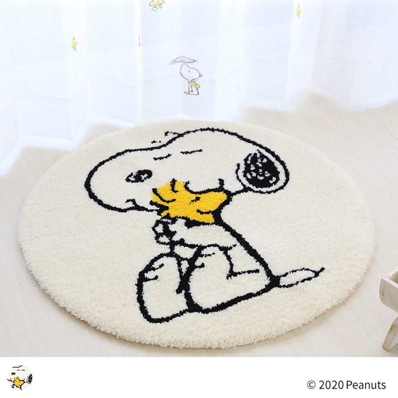 スミノエ Peanuts クロースフレンドマット ホワイト 65cm 円形 1cm刻みのカーテン パーフェクトスペースカーテン館