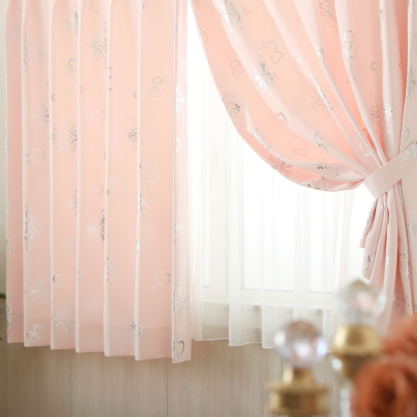 カーテン 淡いピンクがキュートなキッズカーテン アリッサ ピンク パーフェクトスペースカーテン館