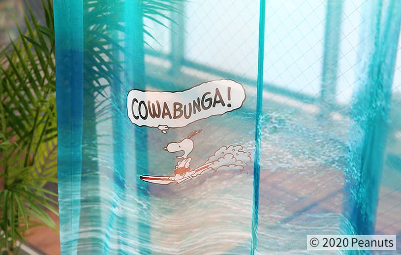 スミノエ ピーナッツ レースカーテンセット モダンな波模様がお洒落なスヌーピーの遮光カーテン おすすめセットレース サーフィンスヌーピーコーディネートセット 1 5倍ヒダ 2つ山 縫製 代引き不可 1cm刻みのカーテン パーフェクトスペースカーテン館