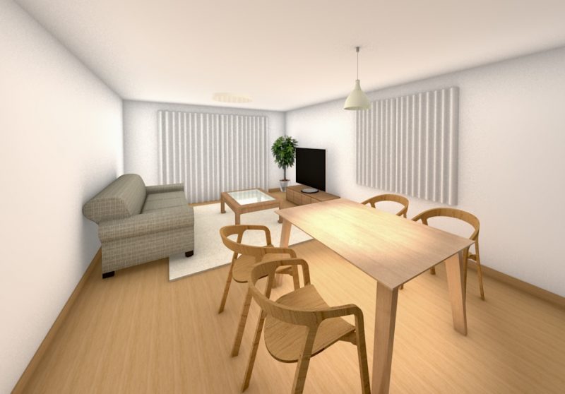 白いカーテンの部屋