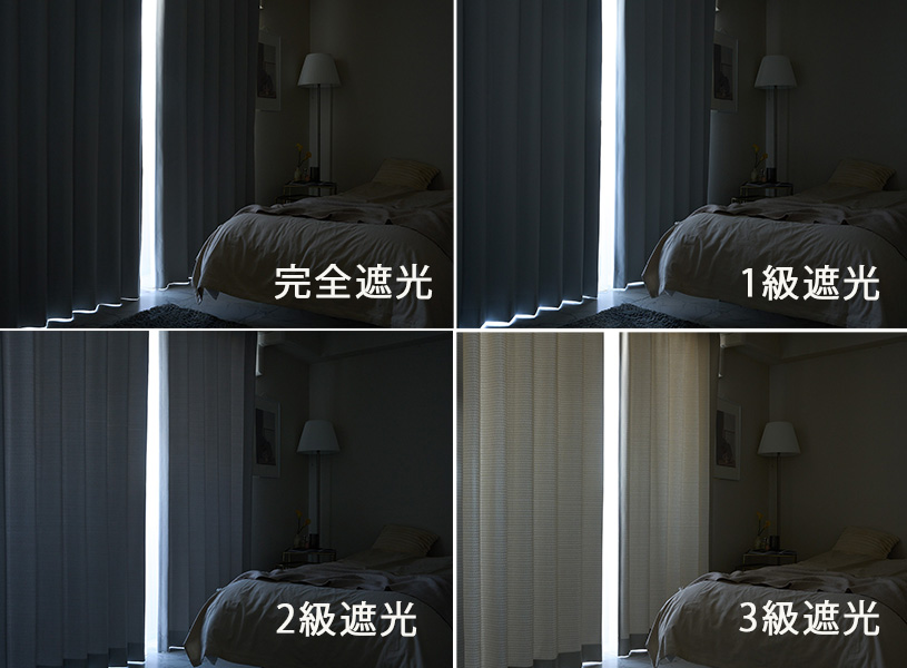遮光等級ごとの比較画像
